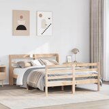 vidaXL Posteljni okvir z vzglavjem 140x190 cm trdna borovina | Shoptok.si