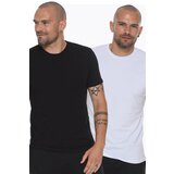 Dewberry DOUBLE SET T8569 BIKE COLLAR MEN'S T-SHIRT-WHITE-BLACK | Shoptok.si