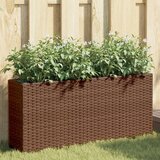vidaXL Vrtno korito z 2 loncema rjava 90x20x40 cm poli ratan Cene