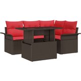  Vrtna sedežna garnitura z blazino 5 pcs Rjava Poly ratan, (5000022567) | Shoptok.si