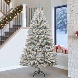 vidaXL Umestno božično drevo Zelena in Bela 270 cm PVC in kovina | Shoptok.si