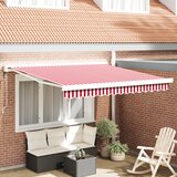 vidaXL Avtomatska retraktibilna tenda rdeča in bela črta 350x250 cm | Shoptok.si