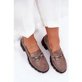 VINCEZA Eco Suede Women's Lace-Up Shoes With Decoration Ciemnobeżowe 39921 | shoptok.hr