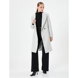 Koton Long Stretch Coat Double Breasted Closure Button Pocket Detailed Belted Cene