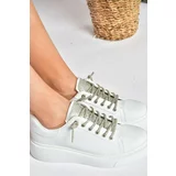 Fox Shoes White Stone Lace-Up Women's Sneakers Sneakers.