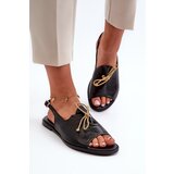 Zazoo Leather Flat Sandals 2898 Black | shoptok.hr