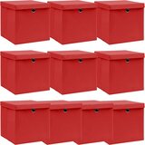  Kutije za pohranu i poklopci 10 kom crvene 32x32x32 cm tkanina | shoptok.hr