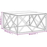  Stolić za kavu srebrni 80x80x40 cm nehrđajući čelik i staklo | shoptok.hr