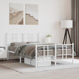  The Living Store Kovinski posteljni okvir z vzglavjem in vznožjem bel 120x190 cm - Posteljni Okvir, (21523133) Cene