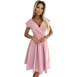 Numoco Flared dress with clutch neckline and belt Cijene