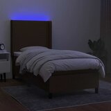 Krevet box spring s madracem LED tamnosmeđi 90x190 cm tkanina | shoptok.hr