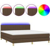  Box spring postelja z vzmetnico LED temno rjava 180x200cm blago, (20895374) | Shoptok.si
