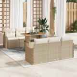 vidaXL Set vrtne sofe s jastučićima bež poli ratan | shoptok.hr