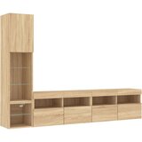 vidaXL 4-dijelni zidni TV elementi s LED svjetlima boja hrasta drveni | shoptok.hr