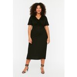 Trendyol Curve Black V Neck Pleated Knitted Dress | ePonuda.com