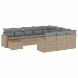Maison Chic Seti vrtnega pohištva - Vrtna garnitura - Vrtni pohištvo set 11-delna z blazinami bež poli ratan, (21809275) | Shoptok.si