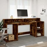 vidaXL Radni stol s LED svjetlima boja hrasta 200x55x91 cm drveni | shoptok.hr