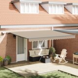 vidaXL Ročna retraktibilna tenda z LED bež 450x350 cm, Tenda rezervna tkanina za okvir 4,5x3,5 m bež | Shoptok.si