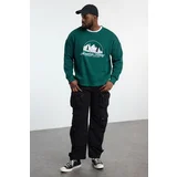 Trendyol Emerald Green Plus Size Oversize/Wide Cut Embroidered Sweatshirt