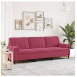 vidaXL Kavč trosed z okrasnimi blazinami vinsko rdeč 210 cm žamet | Shoptok.si
