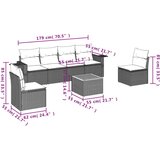 vidaXL 7-dijelni set vrtnih sofa od poliratana s jastucima crni | shoptok.hr