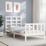 Maison Chic Posteljni okvir - Enojna postelja - Postelja za odrasle 75x190 cm z vzglavjem bel trden les-J15725, (21761752) | Shoptok.si