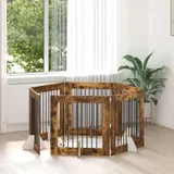 Vrata za pse s postoljem 6 pcs Dimljeni hrast 80 x 80 cm