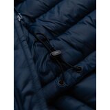 Ombre Men's lightweight jacket of combined materials with hood and decorative quilting - black | Shoptok.si