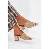 Boto Women's Heeled Sandals With Weaving Beige Ciariloria | Shoptok.si