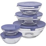 Altom design Set od 5 Staklenih Zdjelica s Plavim Poklopcem | shoptok.hr