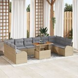 vidaXL 11-delni vrtnarski jedilni set z blazinami bež poli ratan akacija, (22094064) | Shoptok.si