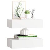  Zidne police s ladicom 2 kom bijele 40 x 23,5 x 10 cm MDF | shoptok.hr