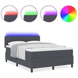 Posteljina s kutijom s madracem &amp LED tamno siva 160x200 cm kordurojna tkanina | shoptok.hr
