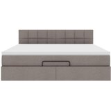  Otomanski krevet s madracem i LED smeđesivi 160x200cm tkanine Slike