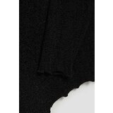 Marisse Black Mock Turtleneck Blouse Decorated With Metallic Thread | Eponuda.ba