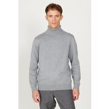 ALTINYILDIZ CLASSICS Men's Gray Melange Standard Fit Regular Fit Full Turtleneck Knitwear Sweater cene