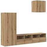 vidaXL TV stenske enote 4 pcs Umetni hrast Konstruiran les, (5000112737) | Shoptok.si