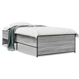Furnova Posteljni okvir siva sonoma 100x200 cm inž. les in kovina, (21940978) | Shoptok.si