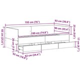  Krevet na dan Crni hrast Konstruirano drvo 90 x 190 cm Izdržljiv | shoptok.hr