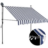 Maison Chic Ročno zložljiva tenda - Senčniki z LED lučkami 150 cm modra in bela, (22042311) | Shoptok.si
