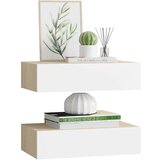  Zidne police s ladicom 2 kom hrast i bijele 40x23,5x10 cm MDF | shoptok.hr