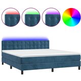 Maison Chic Box spring postelja - Vzmetna postelja z vzmetnico LED temno modra 160x200cm žamet SL22130, (21890535) | Shoptok.si
