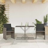 3-dijelni bistro set od poliratana s jastucima sivi | shoptok.hr