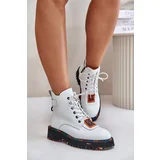 Kesi Women's Leather Ankle Boots Zipper Artiker White
