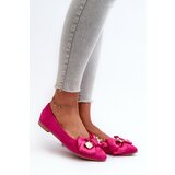 Boto Women's Eco Suede Ballerina Flats with Bow and Brooch Fuchsia Satris | shoptok.hr