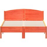  Posteljni okvir z vzglavjem voščeno rjava 135x190 cm borovina | Shoptok.si