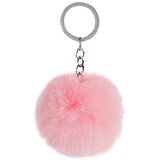  krznen obesek za ključe -pompon - svetlo roza | Shoptok.si