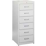 mauser Kartotečni predalnik, ročaji, 6 predalov, standarden uvlek, 2 vrsti, svetlo siva | Shoptok.si