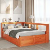  Knjižna postelja brez vzmetnice vošč. rjava 120x200 cm borovina | Shoptok.si