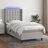  Krevet box spring s madracem LED svjetlosivi 100x200 cm tkanina Cijene